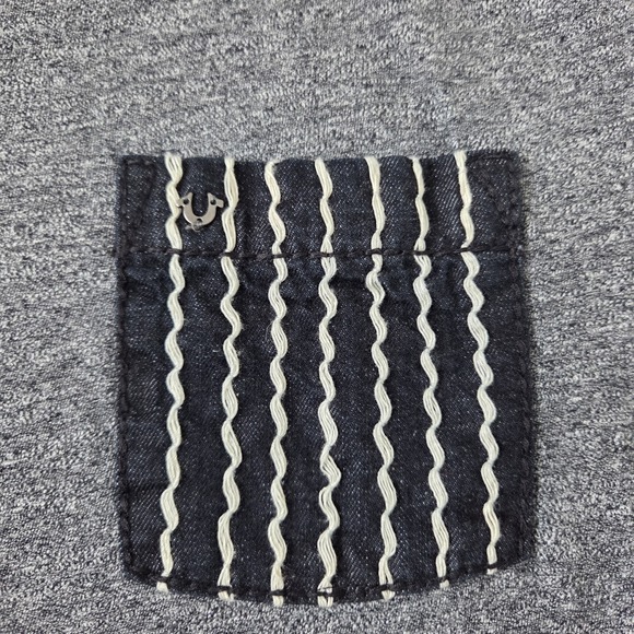 True Religion Super T Pocket Tee‎ Large Contrast Stitching Short Sleeve - Picture 3 of 13